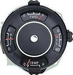 Instrument Gauge Cluster, Temp, Oil, Fuel, Batt, Black Center, Chevy, Each