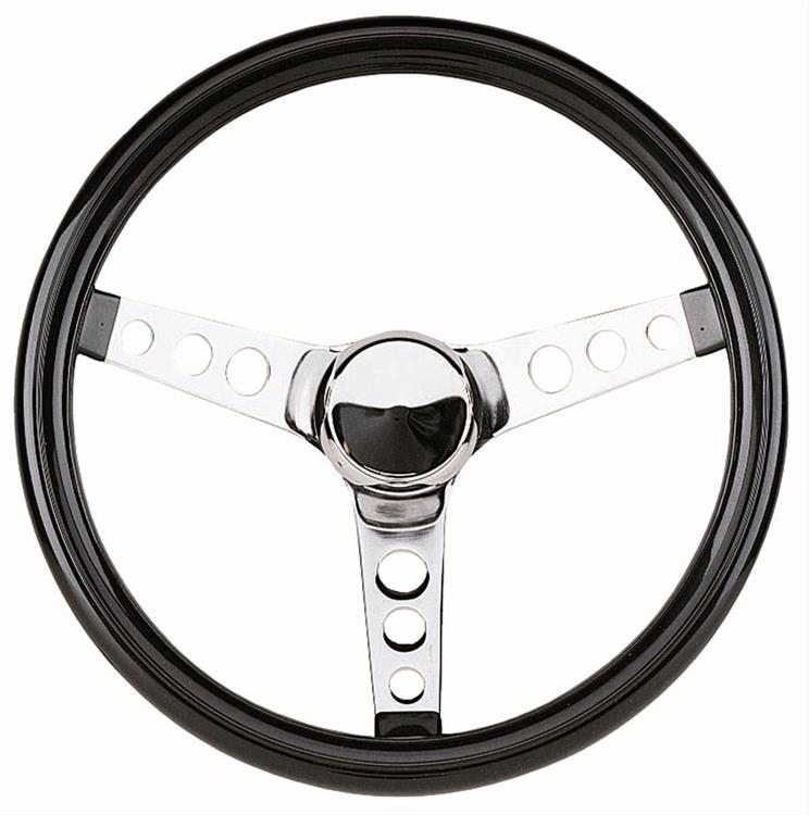 Steering Wheel, Classic Cruisin', Steel/Chrome, Vinyl/Black, 3-Spoke, 12.5" Diameter