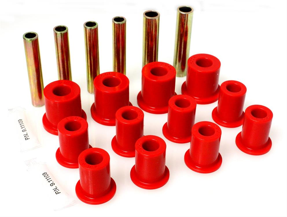 Bushings, Leaf Spring and Shackle, Polyurethane, Front, Red