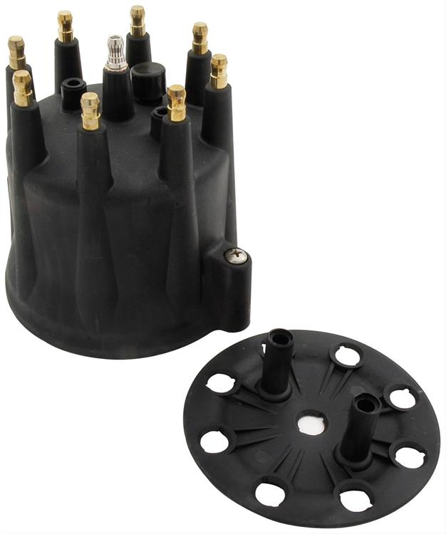 Distributor Cap and Retainer, Male HEI Style, Black, Chevy V8, Each