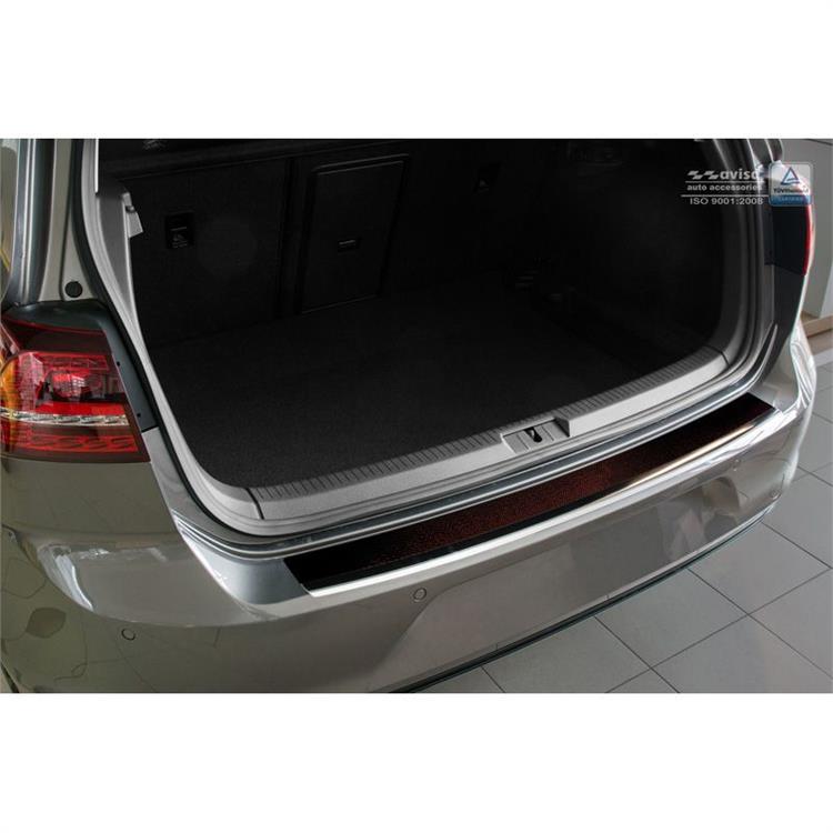 RVS Achterbumperprotector 'Deluxe' Volkswagen Golf VII HB 3/5-deurs 2012- Chroom/Rood-Zwart Carbon