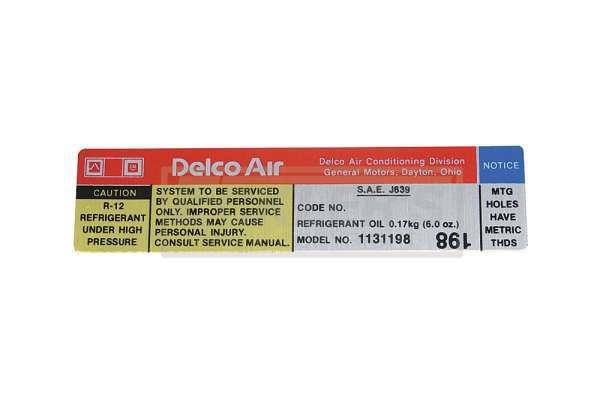 A/C Comprssr Decal,Delco,79-82