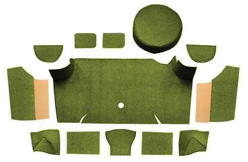 1967-68 Mustang Fastback Nylon Loop Trunk Carpet Set with Boards - Moss Green