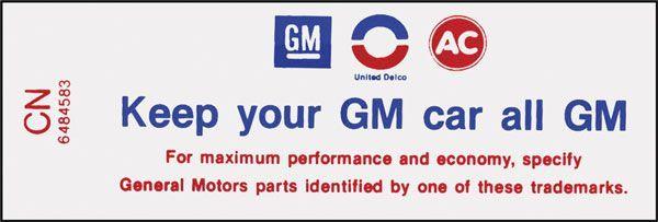 dekal "Keep your GM car all GM"