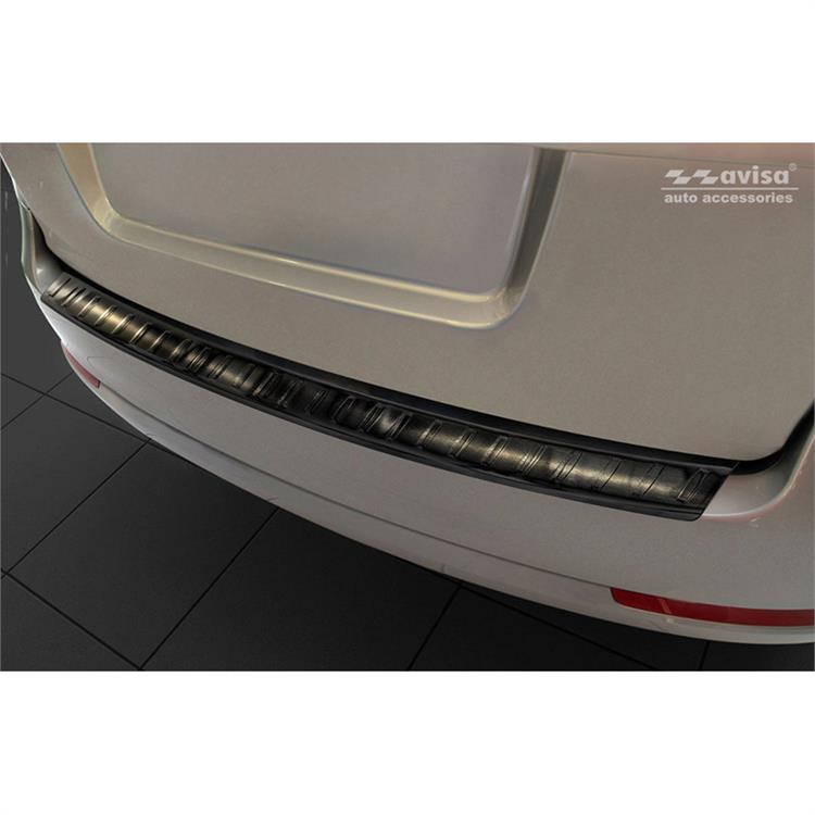 Zwart RVS Achterbumperprotector passend voor Skoda Octavia II Combi 2004-2013 (excl. Scout) 'Ribs'