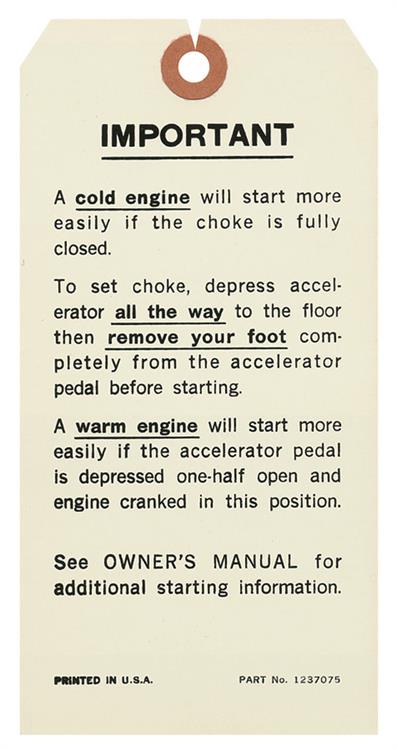 Tag, 71-72 Skylark, 71-73 Riviera, Interior, Instruction, Engine Starting