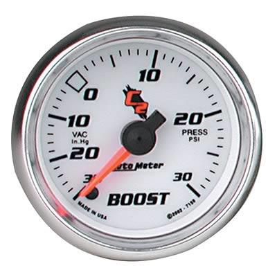 Boost Pressure Gauge 52mm 30 in . Hg . -vac / 30psi C2 Electric