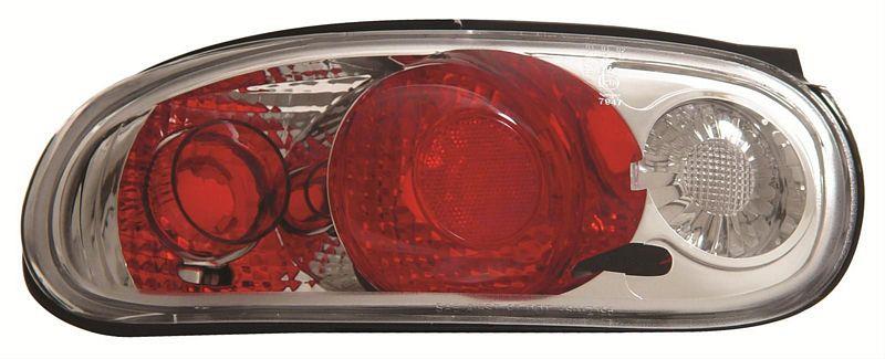 Taillight Assemblies, Euro-Style, Red/Clear Lens, Chrome Housing, Mazda, Set