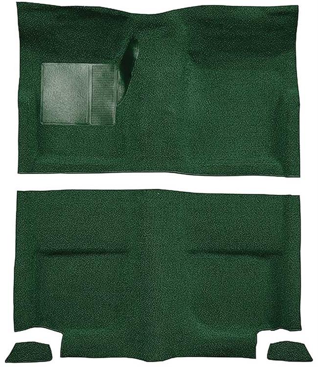 1965-68 Mustang Fastback Nylon Loop Floor Carpet without Fold Downs, with Mass Backing - Green