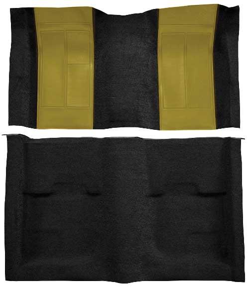 1970 Mustang Mach 1 Nylon Floor Carpet with Mass Backing - Black with Ivy Gold Inserts