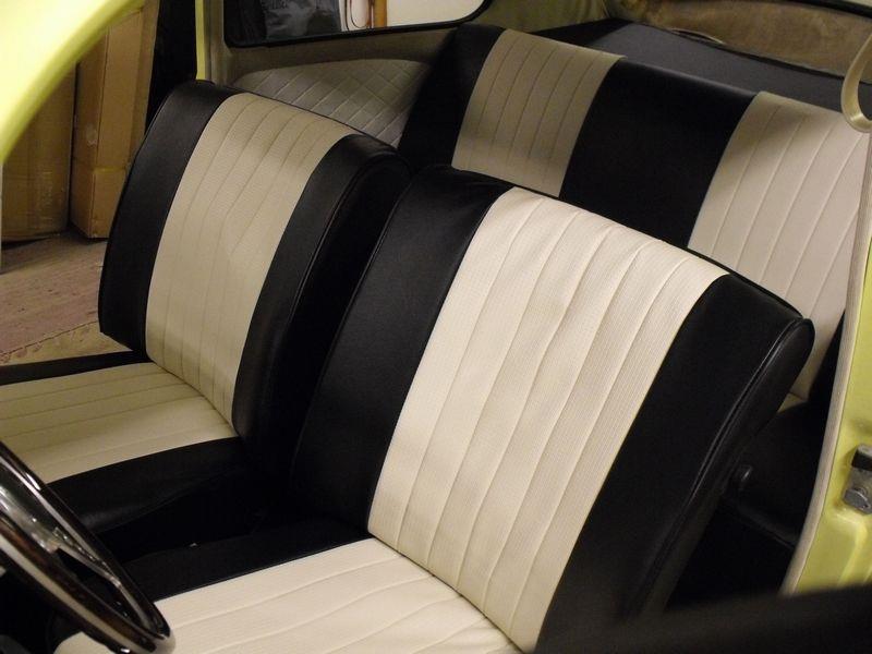 Seat Cover White Vinyl / Black Cloth In Middle