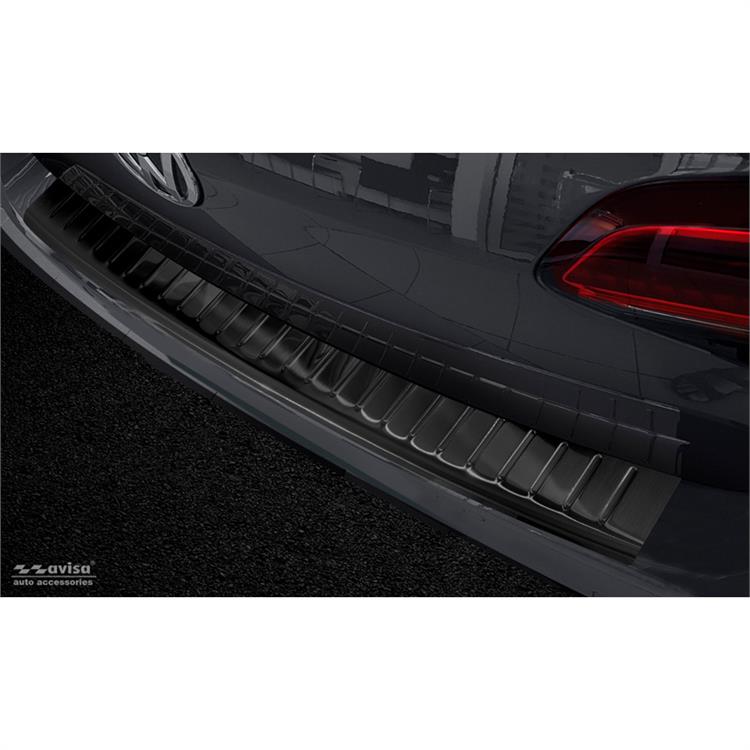 Black Stainless Steel Rear bumper protector suitable for Volkswagen Golf VII Variant 2012-2017 'Ribs'