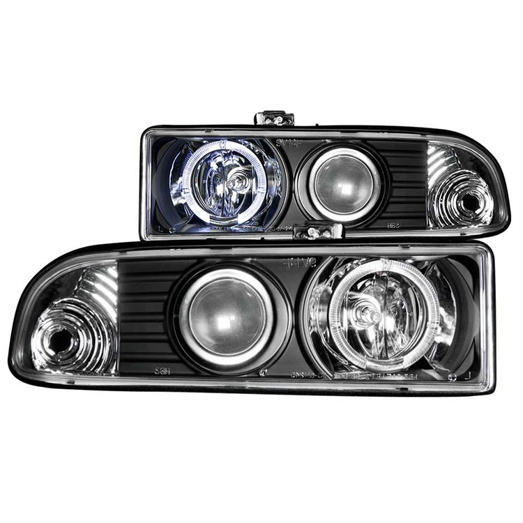 Headlights, Projector with Halo Style, Clear Lens, Black Housing