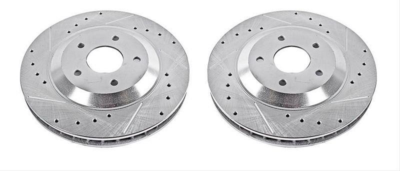 Brake Rotors, Drilled/Slotted, Iron, Zinc Dichromate Plated, Front, Cadillac, Chevy, Pair