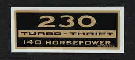 dekal "230 TURBO-THRIFT 140 HORSEPOWER"