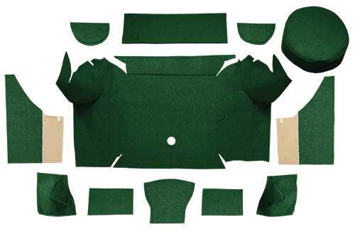 1967-68 Mustang Convertible Loop Trunk Carpet Set with Boards - Dark Green