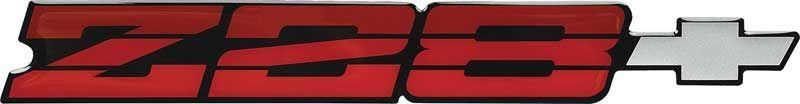 Emblem, Rear, Dark Red, Z/28 with Bowtie Logo, Chevy, Each