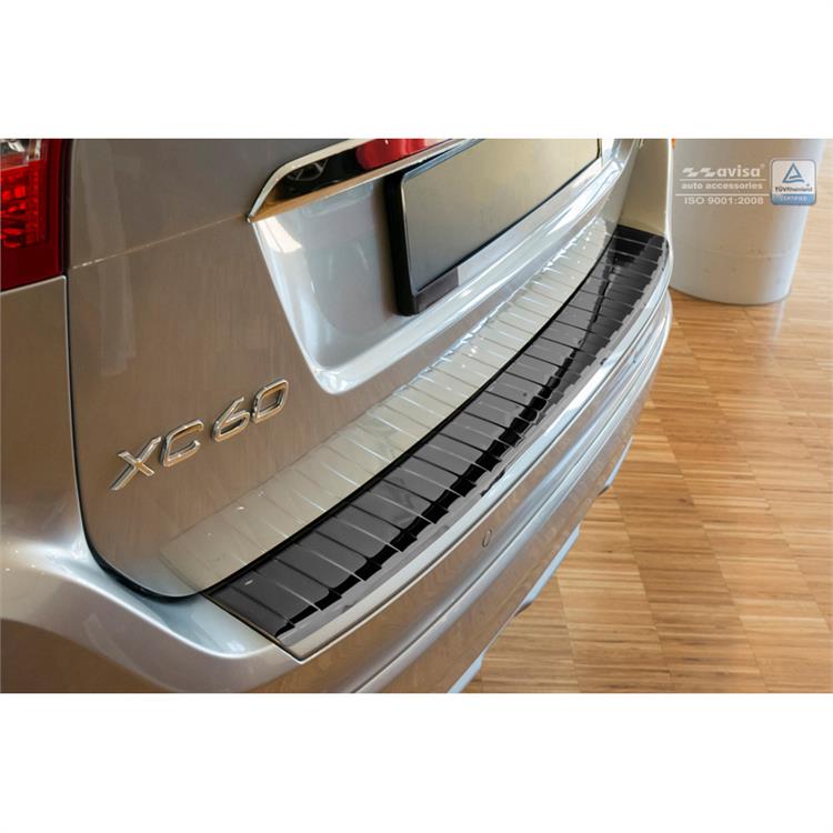 Black Mirror Stainless Steel Rear bumper protector suitable for Volvo XC60 2013-2016 'Ribs'