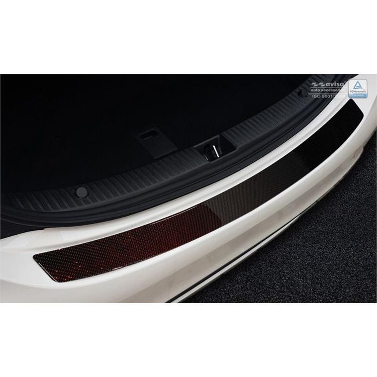 Carbon Achterbumperprotector Mercedes CLS (C218) 2014- Rood-Zwart Carbon