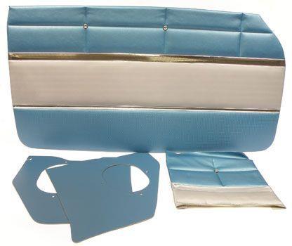 1961 IMPALA CONVERTIBLE BLUE / SILVER VINYL FRONT AND REAR SIDE PANEL SET WITHOUT UPPER RAILS