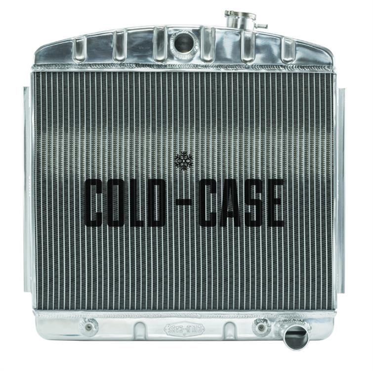 Radiator, Performance, Aluminum, Polished, Downflow, 2 Row, Transmission Cooler, Chevy, Tri-Five, V8, Each