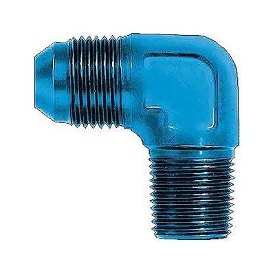 Fitting, 90 Degree, -4 AN Male to 1/4 in. NPT Male, Aluminum, Blue, Each