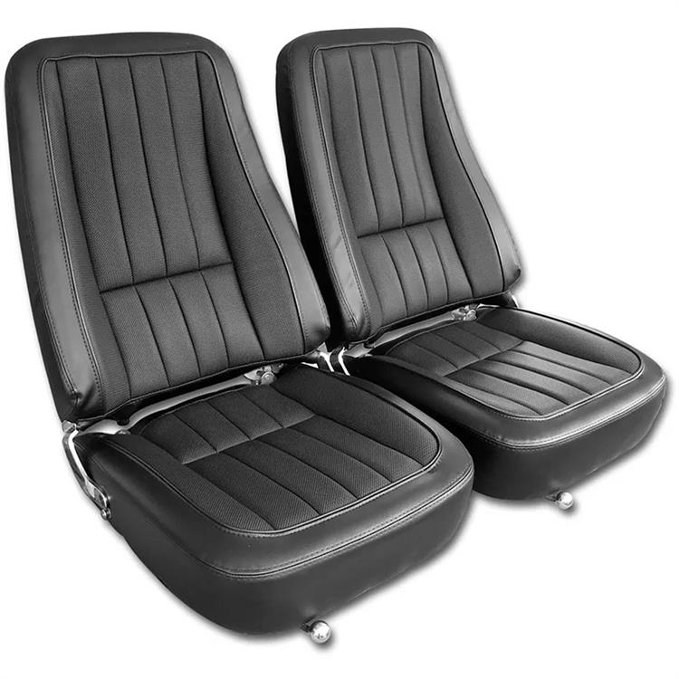 1968 Corvette Vinyl Seat Covers Black With Basketweave Inserts