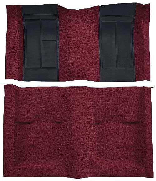 1970 Mach 1 Nylon Floor Carpet With Mass Backing - Maroon with Black Inserts