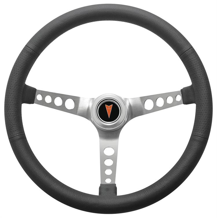 Steering Wheel Kit, 1959-68 Pontiac, Retro w/Holes,Pontiac Crest Pol,Hi-Rise