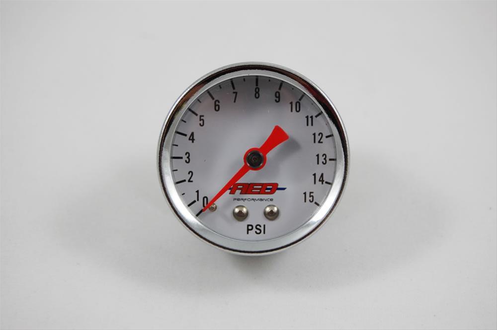 Gauge, Fuel Pressure, 0-15 psi, 1 1/2 in., Analog, Mechanical, White Face, Each