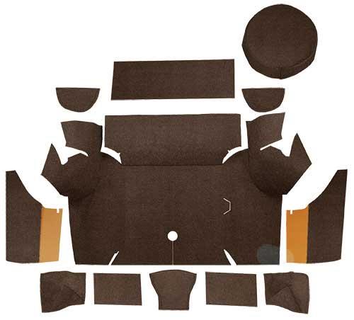 1967-68 Mustang Coupe Loop Trunk Carpet Set with Boards - Dark Brown