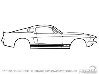 Body Graphics, Shelby GT-350 Stripes, Vinyl, Blue