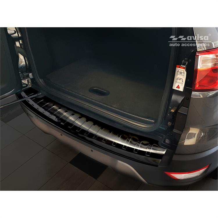 Black Stainless Steel Rear bumper protector suitable for Ford Ecosport II Facelift 2017- incl. ST-Line 'Ribs'