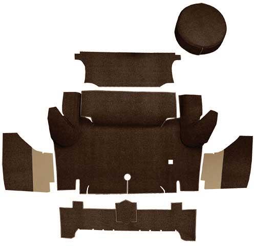 1965-66 Mustang Coupe Loop Trunk Carpet Set with Boards - Dark Brown