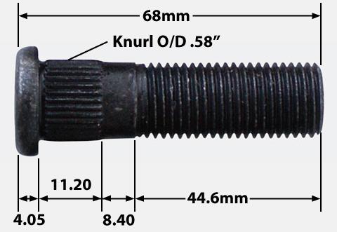 hjulbult M14 x1,5mm x65mm, 14,8mm splines