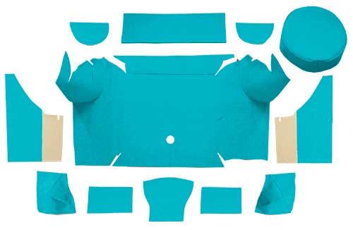 1967-68 Mustang Convertible Nylon Loop Trunk Carpet Set with Boards - Light Blue