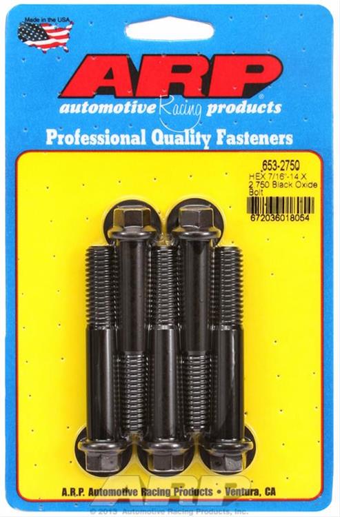 Bolts, Hex Head, Custom 450, Black Oxide, 7/16 in.-14 RH Thread, 2.750 in. UHL, Set of 5