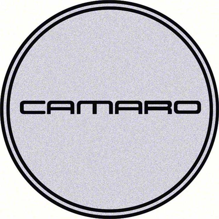"GTA WHEEL CENTER CAP EMBLEM CAMARO 2-1/8"" BLACK LOGO/SILVER BACKGROUND"