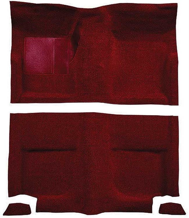 1965-68 Mustang Fastback Passenger Area Nylon Loop Floor Carpet without Fold Downs - Maroon