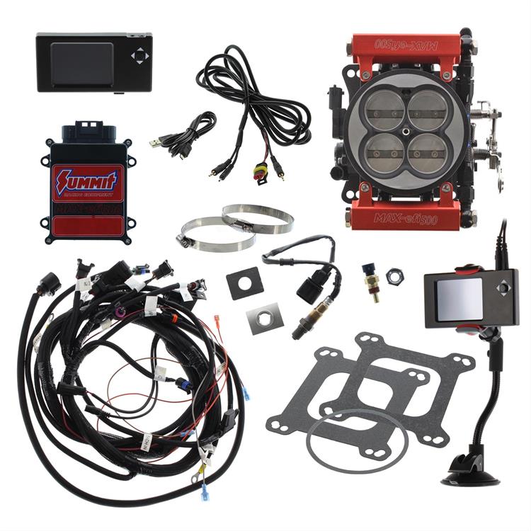 Fuel Injection System, MAX-efi 500 Self-Tuning, 500 HP, Throttle Body, ECM, Satin Black, Kit