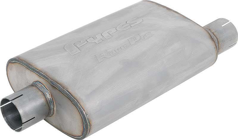 T409 Stainless Steel 14" Race Pro Muffler with 2-1/2" Offset Inlet - 2-1/2" Center Outlet