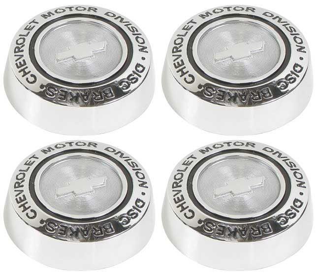 Hub Cap Ornament, Bowtie/Chevrolet Motor Division, Steel, Polished, Black, Chevy, Set of 4