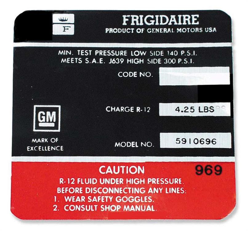 Decal,Frigidair A/C Comp,64-65
