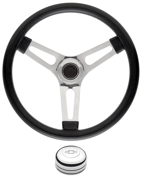 Steering Wheel Kit, 67-68 Chevrolet, Symm. Foam, 1.5, Tall Cap, Engraved Bowtie