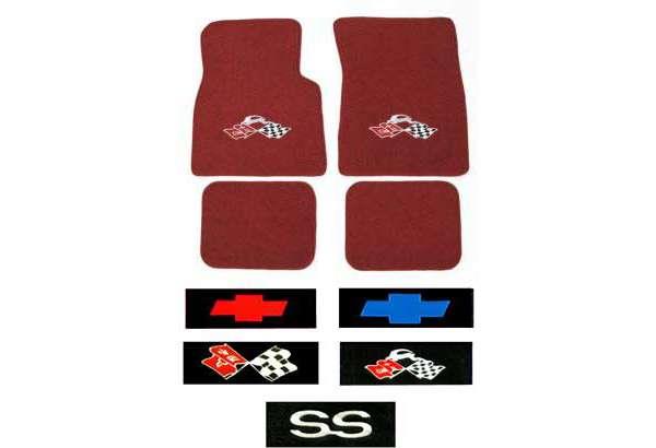 Floor Mats, Red Carpet, With Impala/Crossed-Flags