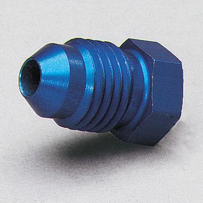 AN Plug, Hex Head Flare Plug, -8 AN, Aluminum, Blue Anodized, Each