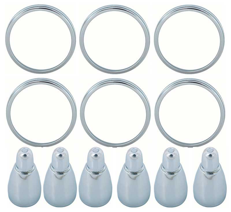 1965 Impala Tail Lamp Lens Trim Ring And Ornament Set Of 6