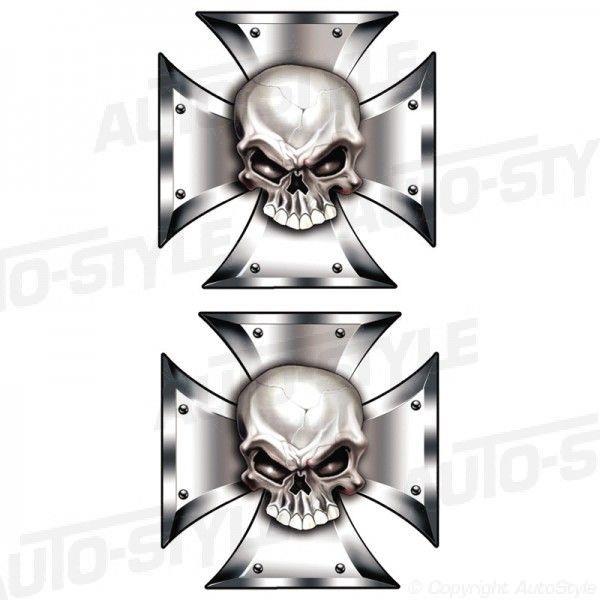 Stickerset Skull in IronCross - 2x 8x8cm