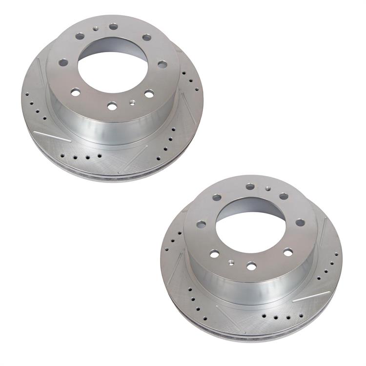 Brake Rotor, Zinc Plated, Drilled and Slotted Surface, Chevy, GMC, Rear, Pair