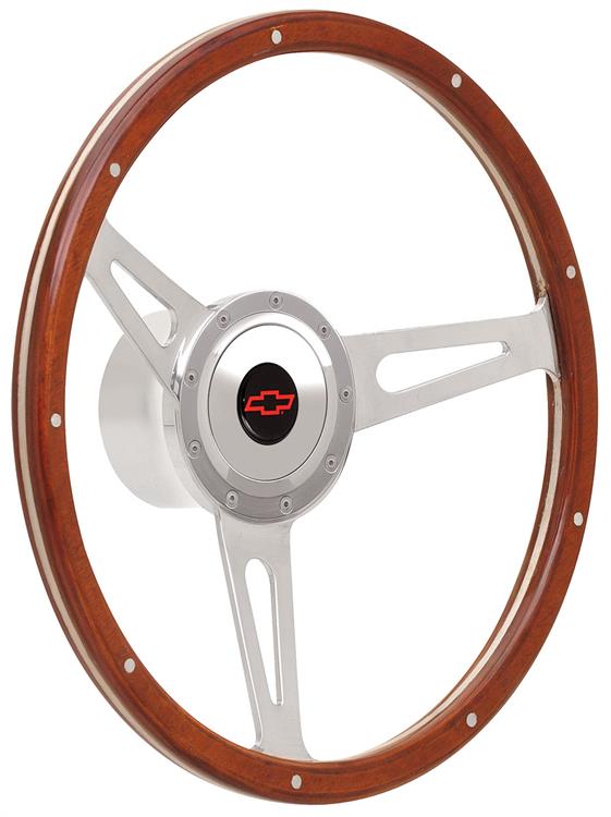 Steering Wheel Kit, 67-68 Chevrolet, Retro Cobra, Small Bowtie, Red